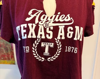 Texas A&M tshirt - upcycled/custom cut