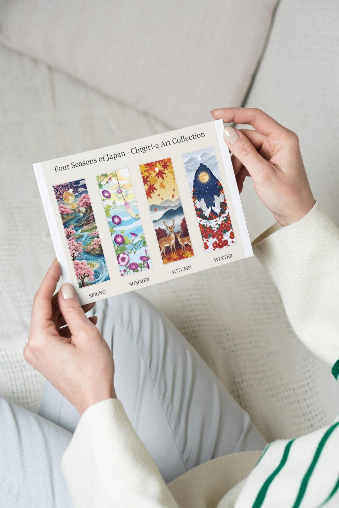Four Seasons of Japan Bookmark Set – Chigiri-e Printable Bookmarks ...