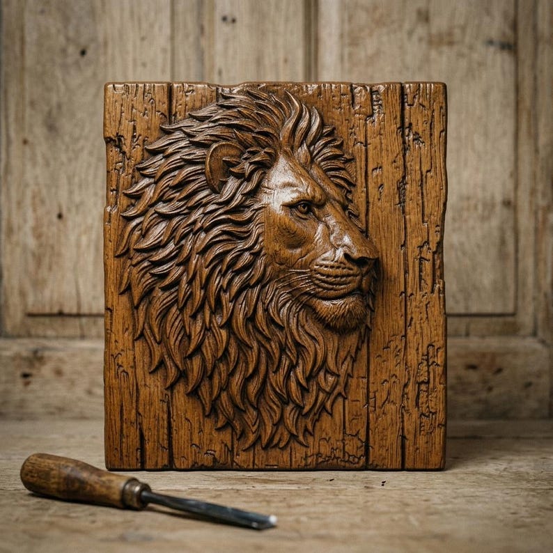 Majestic Lion Head 3D Relief STL File | Wildlife Wood Carving Wall Art ...