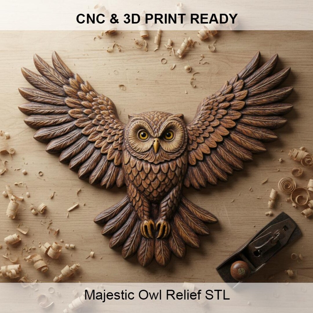 Majestic Owl Relief STL | CNC Router, 3D Print Wall Art - Etsy Australia