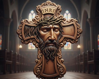 Jesus Cross STL File, Crown of Thorns, INRI (Digital Download)