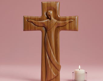 3D Jesus Crucifix STL File | Modern Christian Cross CNC
