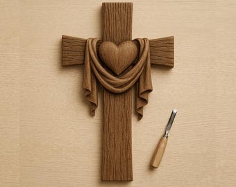 Sacred Heart Cross STL | Jesus Love Symbol Wall Art (Digital Download)