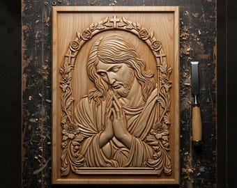 Jesus Kristus ber 3D-relief STL | Kristen CNC-väggkonst