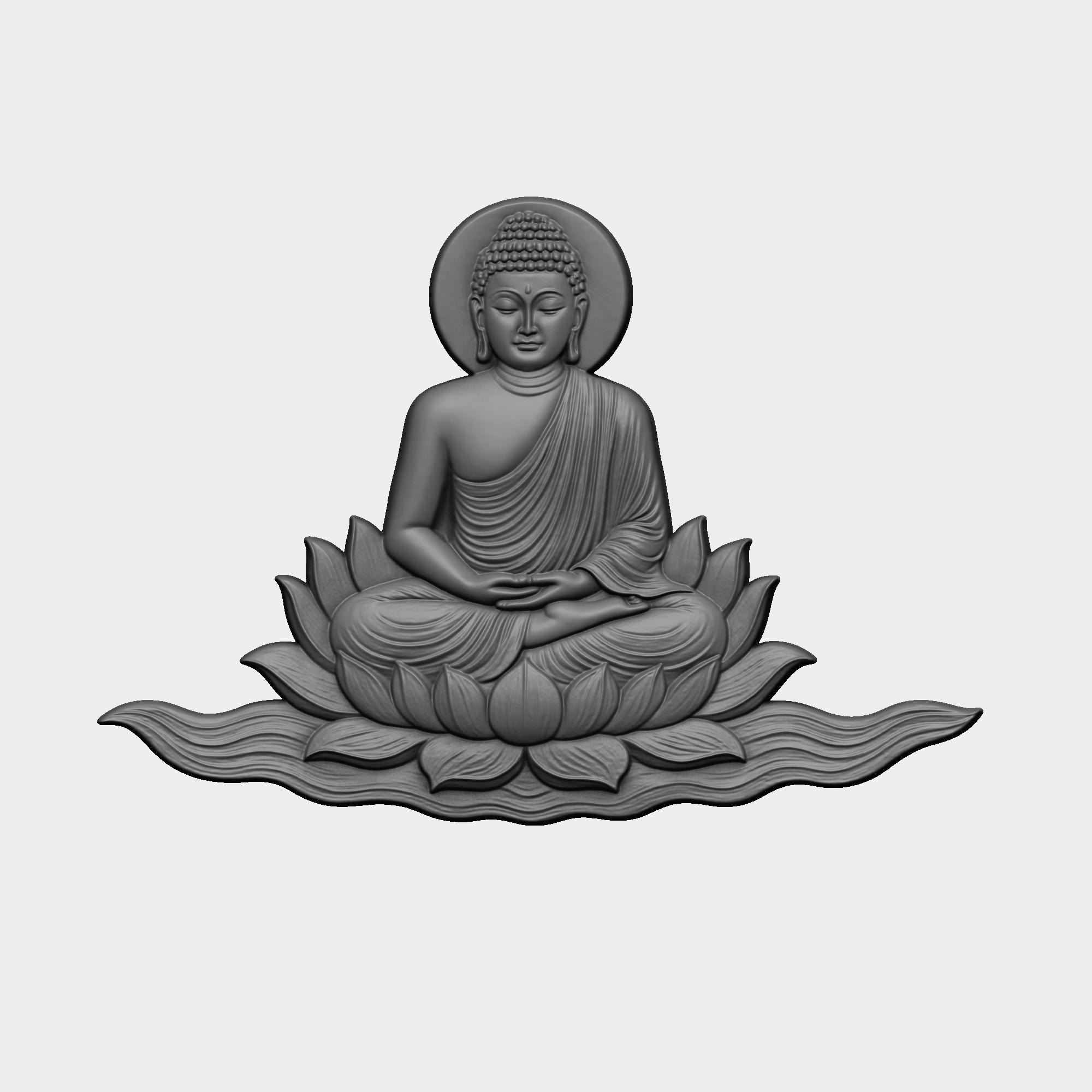 Buddha Lotus 3D Relief STL File | CNC Router Model, Meditation Wall Art ...
