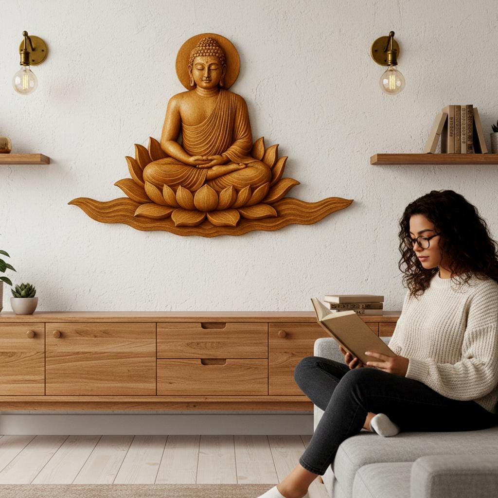 Buddha Lotus 3D Relief STL File | CNC Router Model, Meditation Wall Art ...