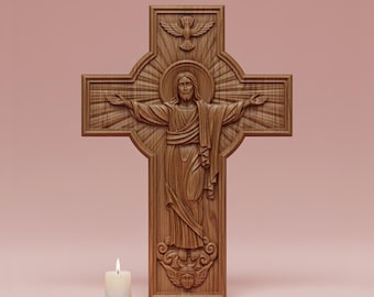 Jesus Christ Resurrection Cross 3D Relief STL | CNC, 3D Printing (Digital Download)