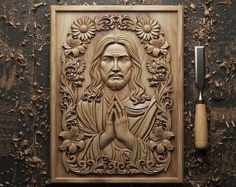 Jesus Praying 3D Relief STL | Ornate Christian CNC Wall Art (Digital Download)