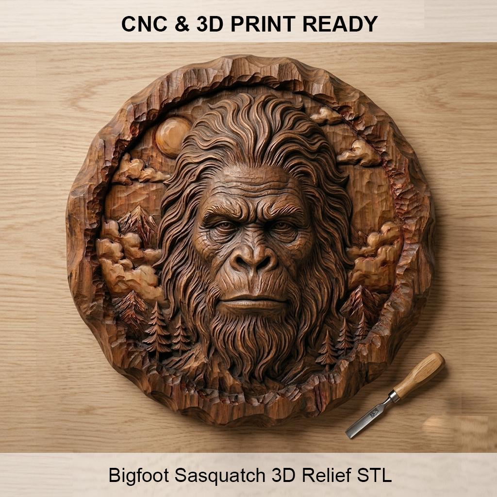 Bigfoot Sasquatch 3D Relief STL | Mythical Creature CNC Router File ...