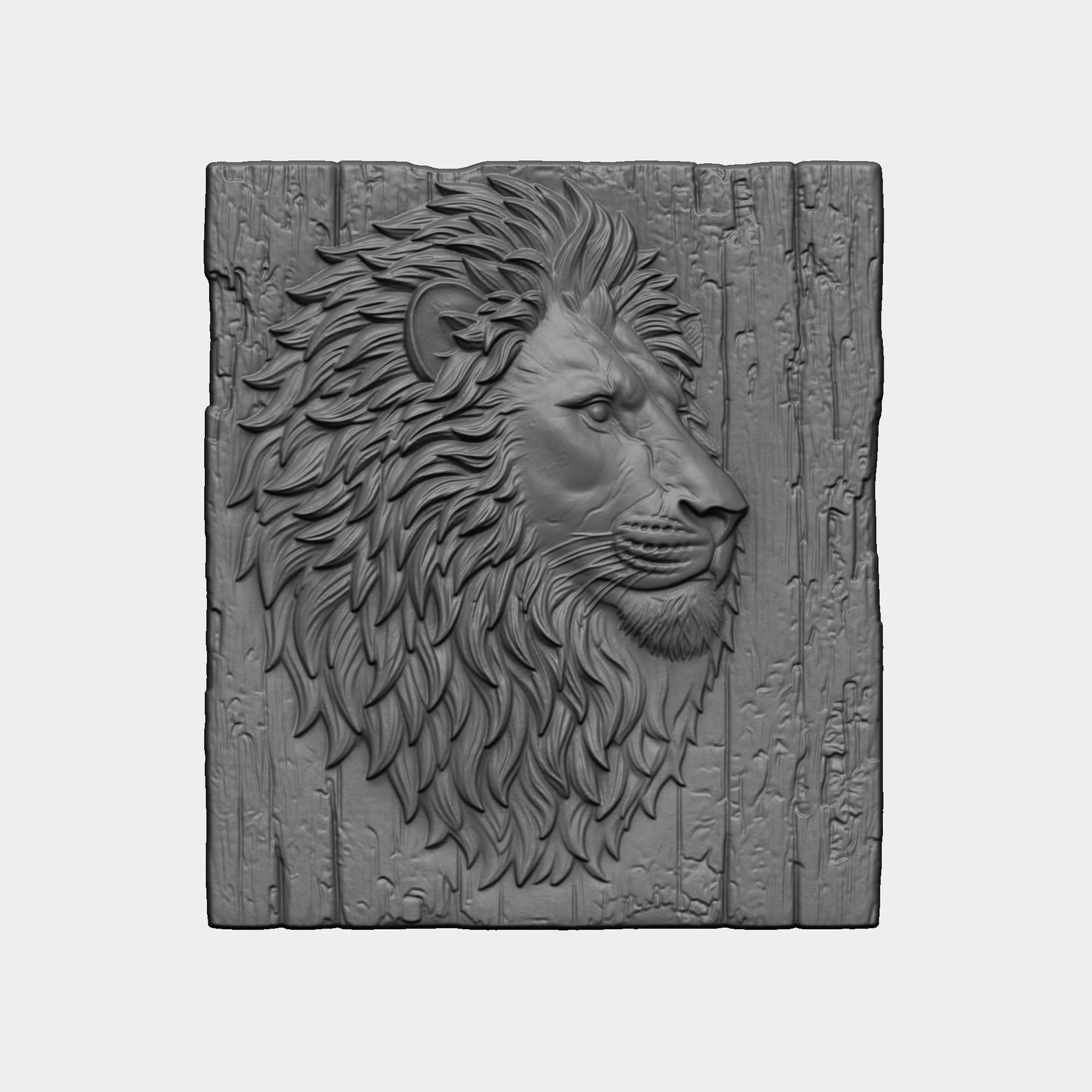 Majestic Lion Head 3D Relief STL File | Wildlife Wood Carving Wall Art ...