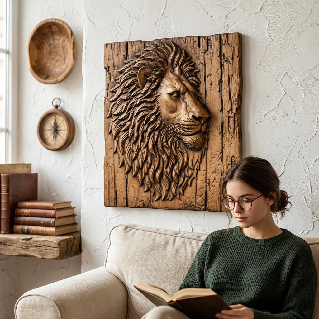 Majestic Lion Head 3D Relief STL File | Wildlife Wood Carving Wall Art ...