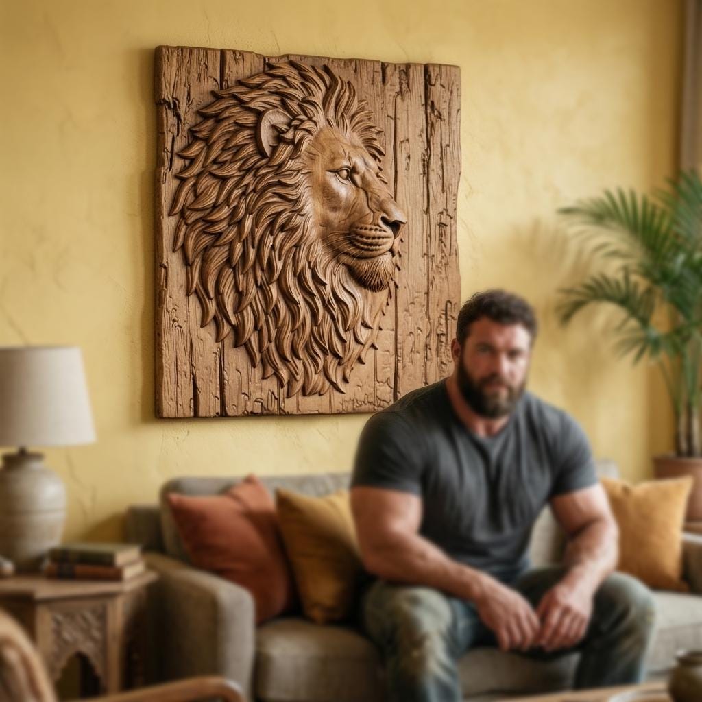 Majestic Lion Head 3D Relief STL File | Wildlife Wood Carving Wall Art ...
