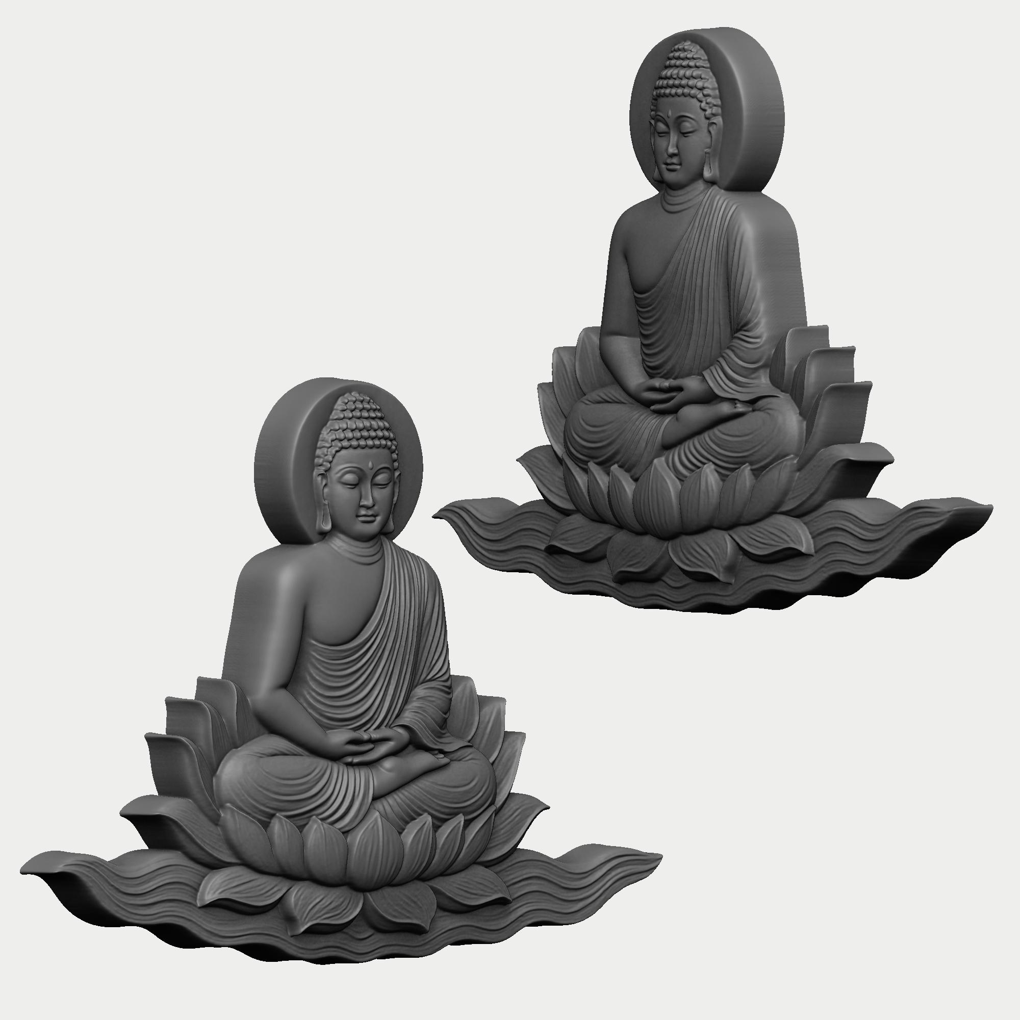 Buddha Lotus 3D Relief STL File | CNC Router Model, Meditation Wall Art ...