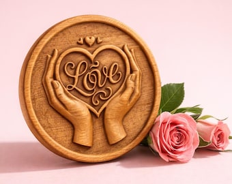 Hands of Love STL | 3D Printable Wall Art & CNC Router Wood Carving File | Heart in Hands Decor | Wedding Memorial Gift