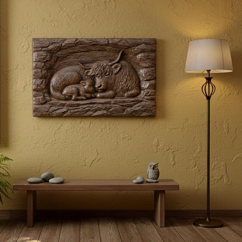 Highland Cow and Calf 3D Relief STL | Farmhouse CNC Router File - Etsy ...
