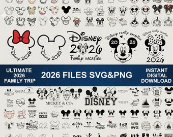 Family Vacation 2026 SVG Mega Bundle, Family Trip Designs, Magical Trip Theme, Mouse Ear Inspired, Sublimation & Cricut Files