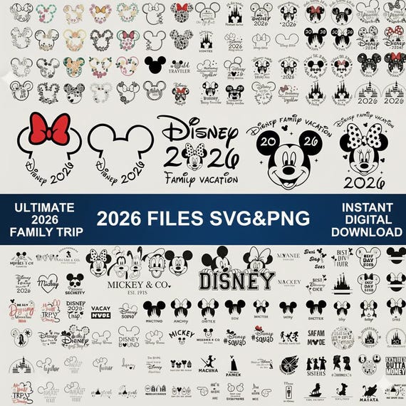 Family Vacation 2026 SVG Mega Bundle, Family Trip Designs, Magical Trip Theme, Mouse Ear Inspired, Sublimation & Cricut Files
