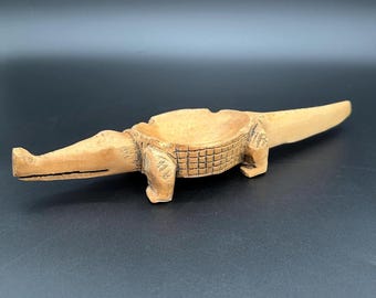 Handmade Wooden Alligator Ashtray