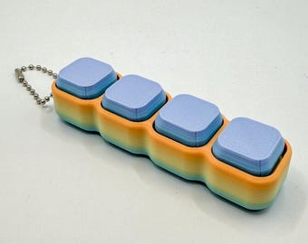 Mechanical Clicky Fidget Keyboard-Switch Toy | 4-Key Clicker with Keychain | ASMR Stim Toy Gift