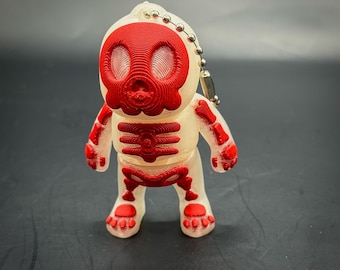 Flexi Skeleton Keychain | 3D Printed Skeleton Figure | Creepy Cute Keychain, Gothic Gift, Halloween Accessory