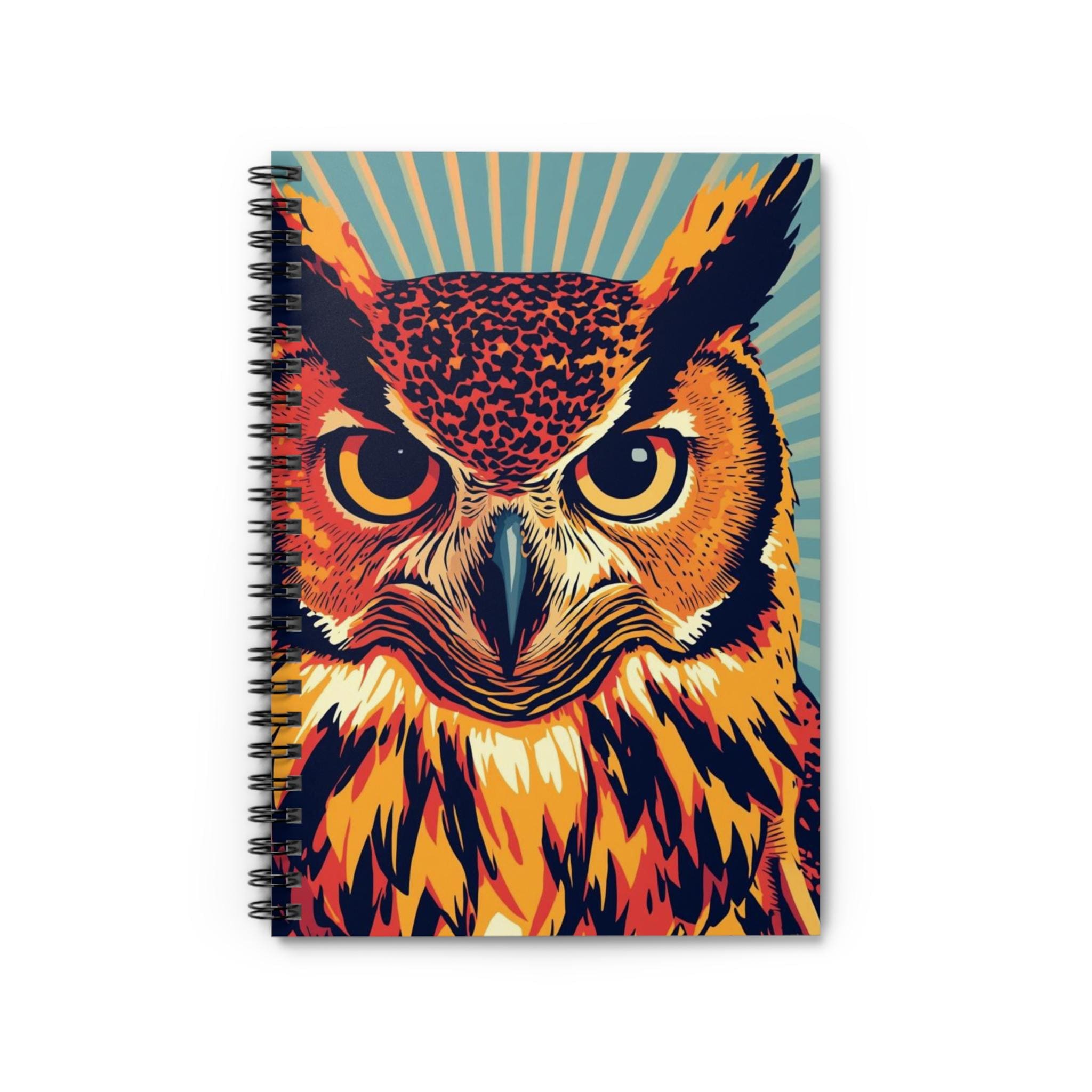 Vibrant Pop Art Owl Spiral Notebook | Ruled Journal