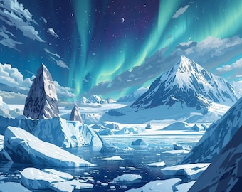 Cartolina illustrata dell'Antartide – Una cartolina unica dedicata a viaggi e geografia.