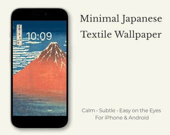 Fond d'écran rouge du Mont Fuji pour smartphone, fond de téléphone minimaliste Art japonais