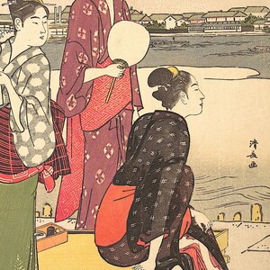 Evening at Sumida River – Japanese Ukiyo-e Digital Wallpaper | Phone Background