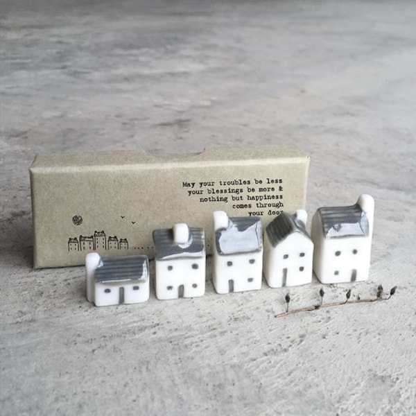 Porseleinen minihuisjescadeau, Street in a Box, Boxed Thinking of You-cadeau, gelukscadeau, kleine porseleinen huisjes, vakantiecadeau