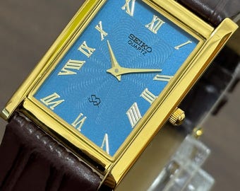 Reloj de pulsera vintage Seiko Slim Tank: esfera romana, diseño minimalista para uso diario.