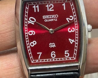 Reloj Seiko Slim Tank vintage: reloj de pulsera clásico de cuarzo con batería para hombre y mujer.
