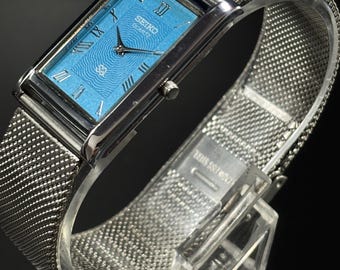 Vintage Seiko Tank Slim Watch: Roman Dial Dress Watch, Stainless steel