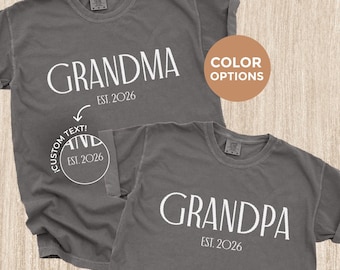 Camiseta personalizada Comfort Colors® para abuela o abuelo, año de nacimiento, regalo para anunciar un bebé, camiseta para abuelos