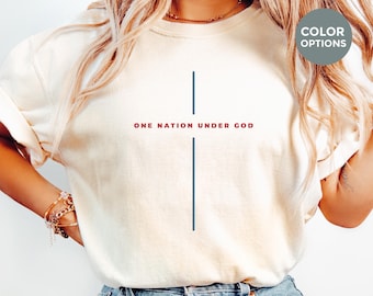 Camiseta Comfort Colors®, Una Nación Bajo Dios, Camiseta Cristiana Patriótica, Camiseta del 4 de Julio con Tema Religioso, 250 Aniversario de Estados Unidos, Minimal USA