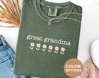 Camiseta de bisabuela Comfort Colors®, diseño floral, regalo para anunciar el embarazo, camiseta para la nueva bisabuela, camiseta para anunciar el nacimiento del bebé