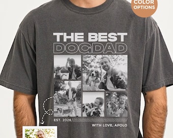 Chemise photo personnalisée Comfort Colors® pour papa pour chien, t-shirt avec collage photo personnalisé, cadeau pour papa chien, fête des pères, chemise pour chiot, t-shirt pour papa amateur de chien
