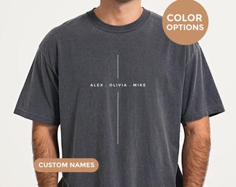 Chemise personnalisée pour papa chrétien, t-shirt croix minimale avec noms d'enfants, cadeau pour papa, chemise confessionnelle, cadeau de fête des pères couleurs confort