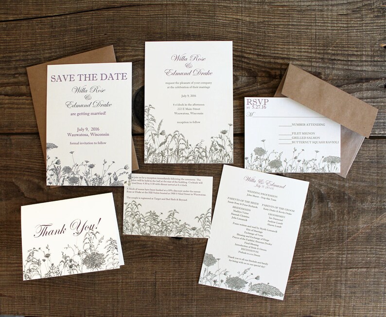 floral wildflower wedding save the dates 50 save the date cards