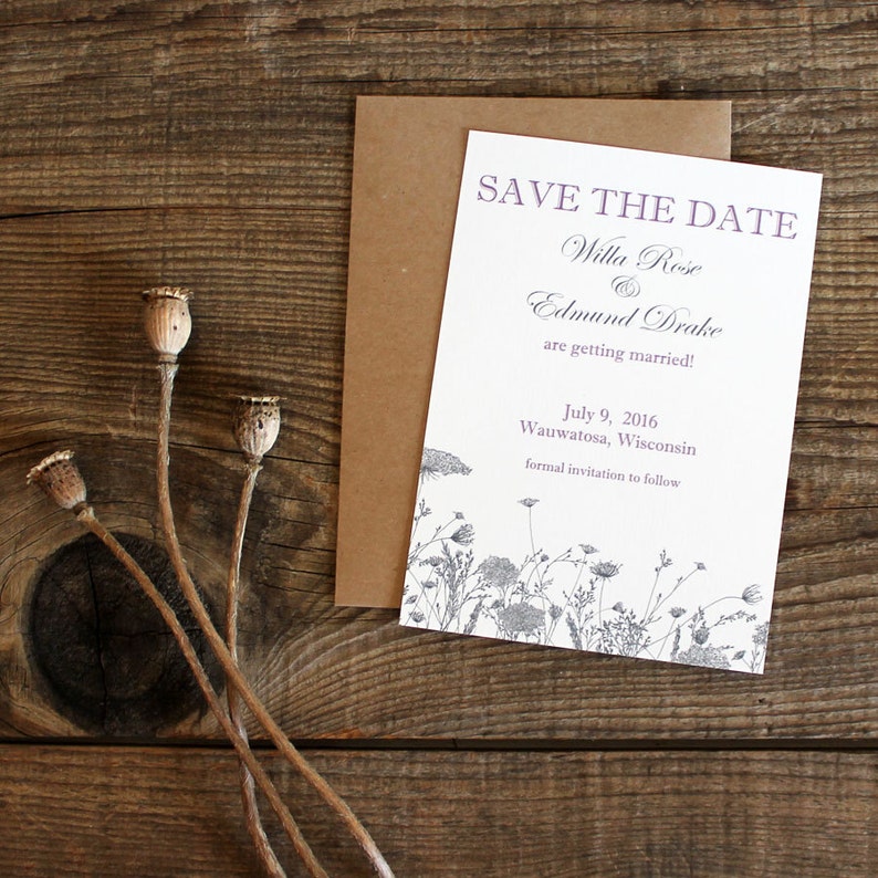 floral wildflower wedding save the dates 50 save the date cards
