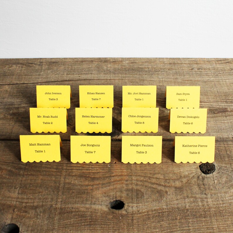 yellow printed place cards for wedding party set of 100 delaney shower