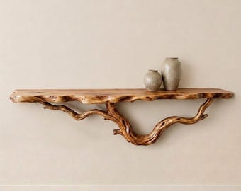 Tree branch wall shelf floating shelves stant display TV for living room, art decor