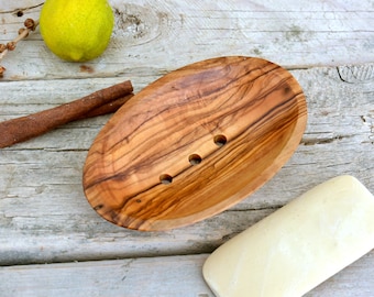 Wooden Oval Soap Dish  4.8 inch X 3 inch / Olive Wood Soap Holder, Bathroom Rustic Decor, Wedding Gift