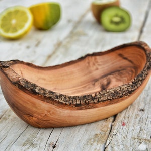 Natural Wood Bark Bowl / Oval Wooden Rustic Bowl / Boat Shaped image 1