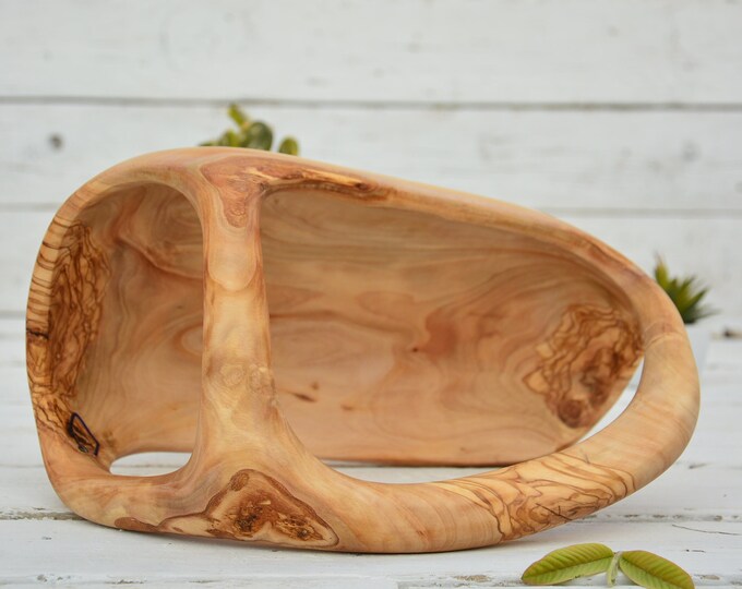 Olive Wood Fruit Bowl Fruit Basket With Handle 6.3 X 4.6 Etsy