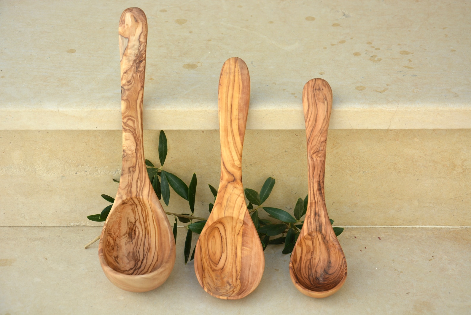 Olive Wood Ladle Set Wooden Soup Cooking Serving Ladle Etsy