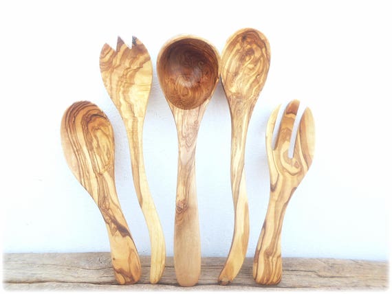 Beechwood Mixing Spoons from France 6 PC Set, 1 of Each Size