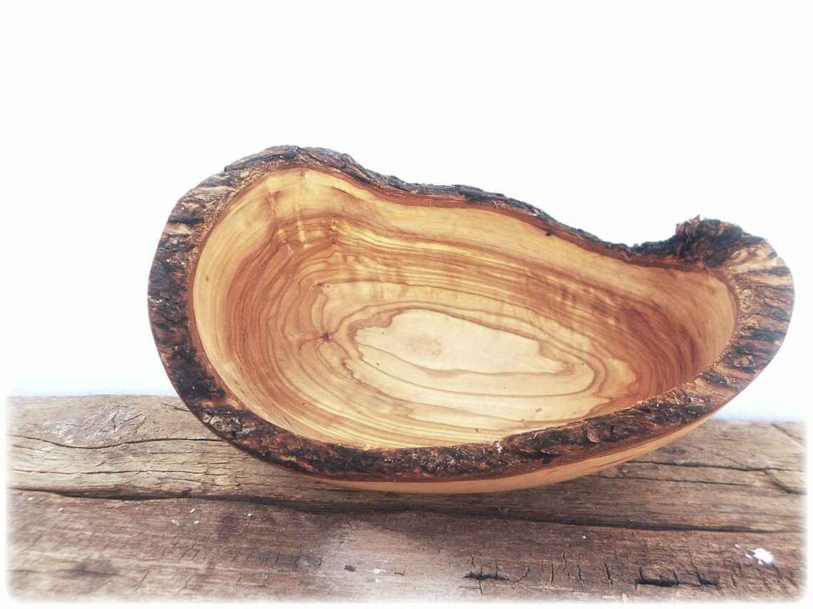 Hand carved Wooden Rustic Bowl / Olive Wood Handcrafted Etsy