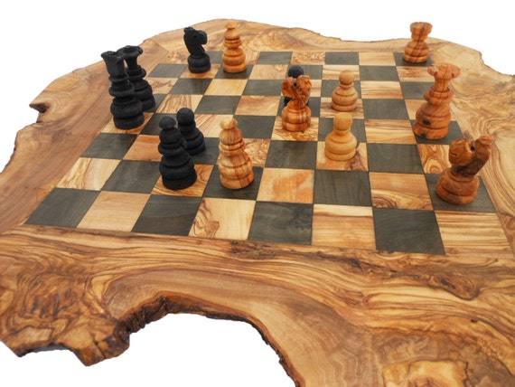 Rustic Chess Board Set Custom Monogrammed Wooden Chess Set image 4