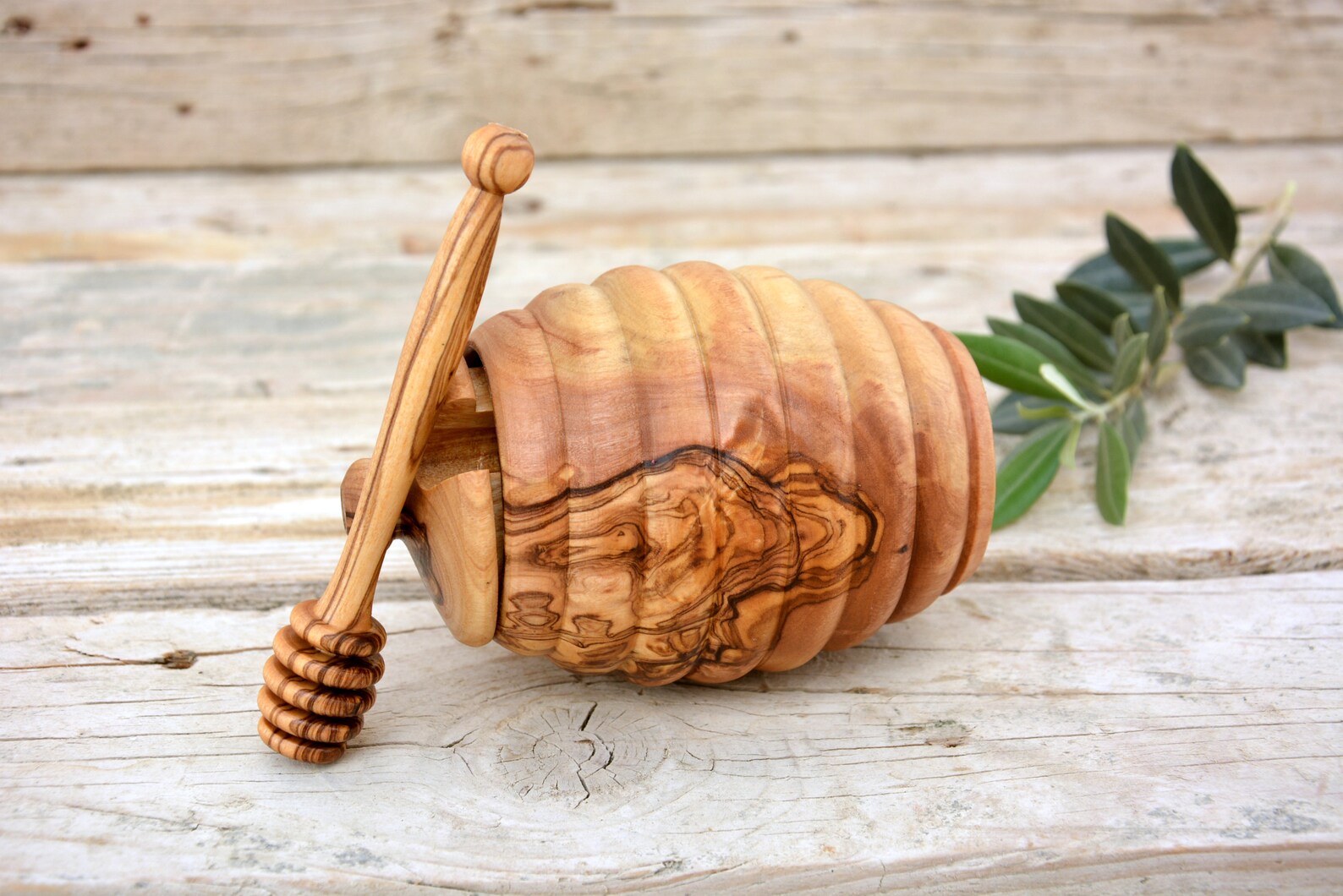 Bocguy Honigglas 500ml Mit Holzdeckel & Honiglöffel - Transparenter Honigspender