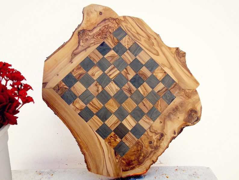 Groomsmen Gift Boyfriend Gift #10 Custom Chess board Father/'s Day Gift Unique Olive Wood Rustic Chess Set Board Dad gift